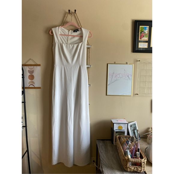 Lulus Medium Enticing Endeavors White Jumpsuit Bachelorette Wedding Guest Outfit - Picture 3 of 7